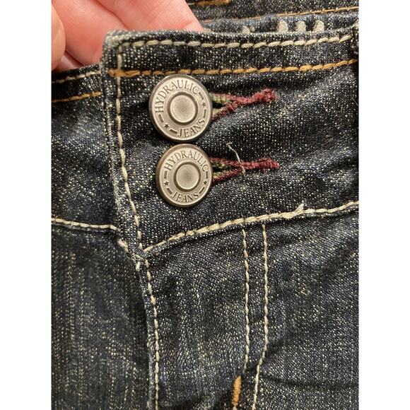 Hydraulic Jeans Womens Sz 7/8 Lowrise Straight Ankle Stretch Denim Whiskers Y2K - Picture 8 of 16